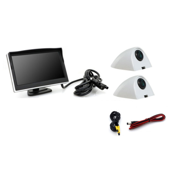5 Inch Carplay Portable Surveillance Video Car Display, Specification: With White Two-way Camera Side-mounted