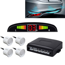 Car Buzzer Reverse Backup Radar System - Premium Quality 4 Parking Sensors Car Reverse Backup Radar System with LCD Display(White)