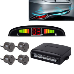 Car Buzzer Reverse Backup Radar System - Premium Quality 4 Parking Sensors Car Reverse Backup Radar System with LCD Display(Carbon Gray)