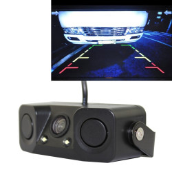 PZ-451 Car Camera LED Lights Parking Sensor 3 in 1 Night Vision Camera Monitor with Buzzer, DC 12V, 720 x 504 pixels, Lens Angle:120 degree