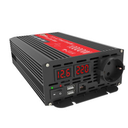 Gurxun 1500W Dual USB Fast Charger Dual Digital Display Pure Sine Wave Inverter Spec EU Plug 12V To 220V