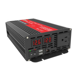 Gurxun 1500W Dual USB Fast Charger Dual Digital Display Pure Sine Wave Inverter Spec US Plug 12V To 110V