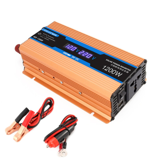 Carmaer Modified Sine Wave 12V to 220V 1200W Car Multi function Double Digital Display Inverter Household Power Converter