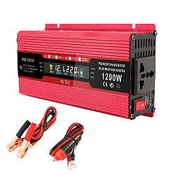 Carmaer US Plug 12V to 110V 1200W Car LCD Display Inverter Household Power Converter