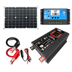 Tang 3 Generations Home Solar Generator Inverter 30A Controller 18W 12V Solar Panel Specification Black 12V To 220V