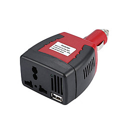 75W Car Inverter Voltage Conversion USB Port Charger Color 12V To 220V 2 1A Black