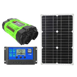 Gurxun 200W Modified Wave Inverter With 18W Solar Panel 30A Controller Dual Socket 2 USB 2 Type C Ports Spec EU Plug 12V To 220V