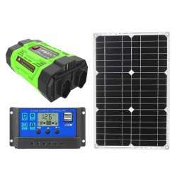Gurxun 200W Modified Wave Inverter With 18W Solar Panel 30A Controller Dual Socket 2 USB 2 Type C Ports Spec Brazil Plug 12V To 110V