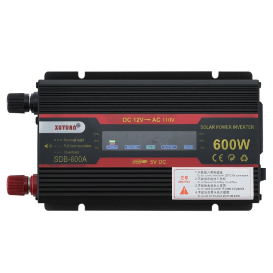 XUYUAN 600W Car Inverter LCD Display Converter Specification 12V to 110V
