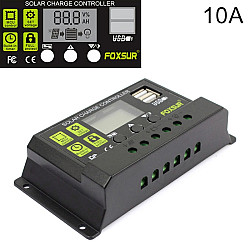 FOXSUR 10A Solar Charge Controller 12V 24V Automatic Identification Controller