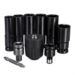 10 In 1 Hexagonal Long Sleeve Set Electric Ratchet Wrench Auto Repair Sleeve Tool