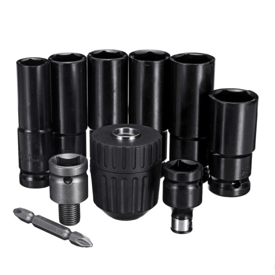 10 In 1 Hexagonal Long Sleeve Set Electric Ratchet Wrench Auto Repair Sleeve Tool