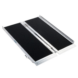 [US Warehouse] 3FT Adjustable Folding Non-Slip Aluminum Wheelchair Scooter Telescoping Mobility Ramp