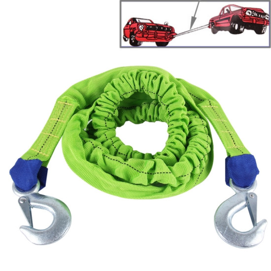 ZONGYUAN ZY-107B 4m�3.5cm 2 Ton Car Elastic Force Towing Rope Straps with Two Hooks High Strength Cable Cord Heavy Duty Recovery Securing Accessories for Cars Trucks