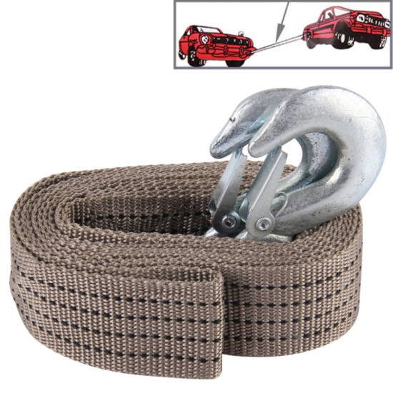 ZONGYUAN 3m�4cm 3 Ton Car Towing Rope Straps with Two Hooks High Strength Cable Cord Heavy Duty Recovery Securing Accessories for Cars Trucks(Grey)
