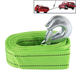 ZONGYUAN 3m�4cm 3 Ton Car Elastic Force Towing Rope Straps with Two Hooks High Strength Cable Cord Heavy Duty Recovery Securing Accessories for Cars Trucks(Green)