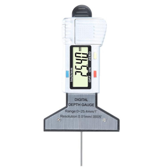 Syntek Digital Depth Ruler 0-25mm Electronic Tire Tread Measuring Ruler(Silver)