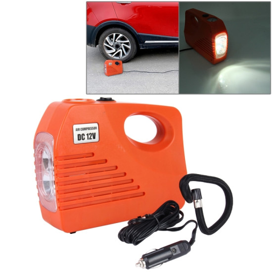 YIDAO ADB-727 12V 10A Air Pump with Gauge Three Nozzle Adapters and Two LED Lights, Portable Tire Inflator Compressor for Cars Vans Air Mattress Balls 100 PSI(Orange)