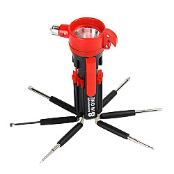 8 in 1 Multifunctional Car Safety Hammer with Screwdriver Flashlight