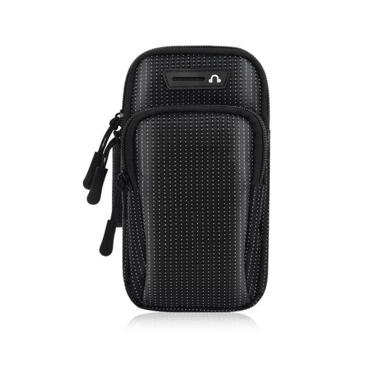 2 PCS Running Mobile Phone Arm Bag Sports Wrist Bag Universal For Mobile Phones Within 6 Inche  Colour: Black