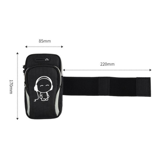2 PCS Running Mobile Phone Arm Bag Sports Wrist Bag Universal For Mobile Phones Within 6 Inche  Colour: Gray