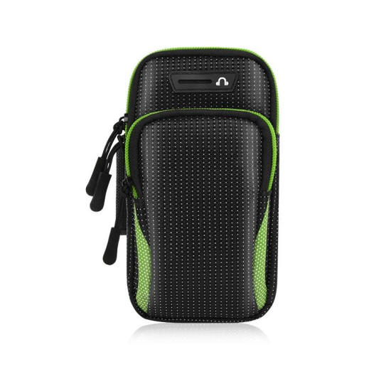 2 PCS Running Mobile Phone Arm Bag Sports Wrist Bag Universal For Mobile Phones Within 6 Inche  Colour: Green