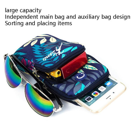 2 PCS B026 Running Mobile Phone Arm Bag Sports Yoga Mobile Phone Bag  Specification： Large (Leaves Orange)