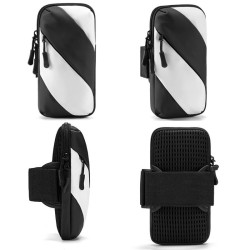 Running Mobile Phone Arm Bag Outdoor Equipment Wrist Bag(Black White)