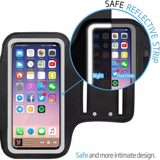 Mobile Phone Armband With Adjustable Strap & Key Pocket  Size: Medium Rose Red