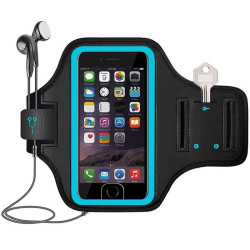 Mobile Phone Armband With Adjustable Strap & Key Pocket  Size: Large Blue