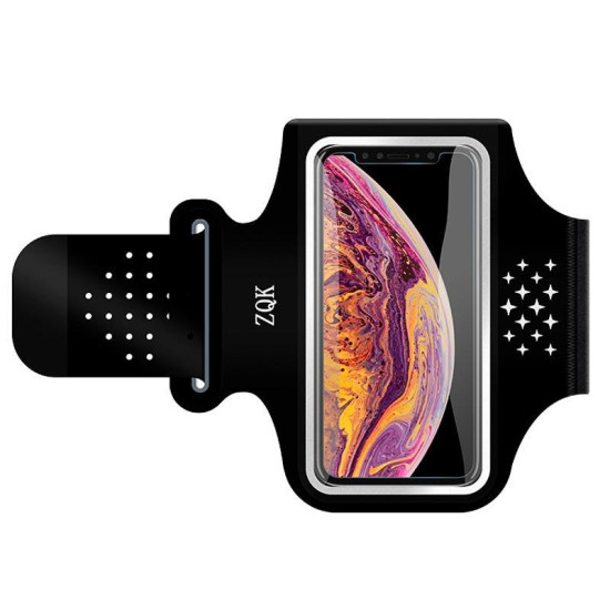 ZQK Touchscreen Armband for Running Phone Holder Breathable & Stretchable for Secure Fit  Size: Large Black