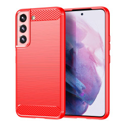 For Samsung Galaxy S23 5G Brushed Texture Carbon Fiber TPU Phone Case(Red)