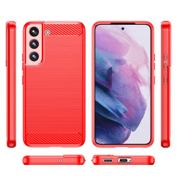 For Samsung Galaxy S23 5G Brushed Texture Carbon Fiber TPU Phone Case(Red)