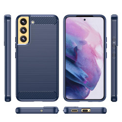 For Samsung Galaxy S23 5G Brushed Texture Carbon Fiber TPU Phone Case(Blue)