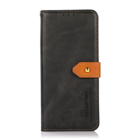 For Samsung Galaxy S23+ KHAZNEH Dual-color Cowhide Texture Leather Phone Case(Black)