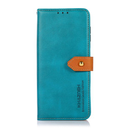 For Samsung Galaxy S23+ KHAZNEH Dual-color Cowhide Texture Leather Phone Case(Blue)