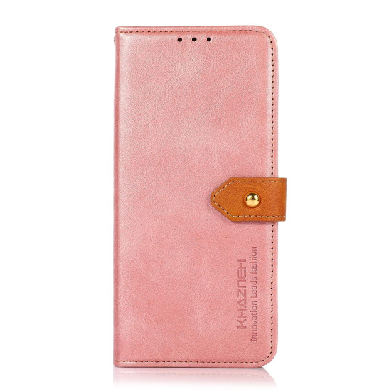 For Samsung Galaxy S23+ KHAZNEH Dual-color Cowhide Texture Leather Phone Case(Rose Gold)