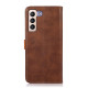 For Samsung Galaxy S23+ KHAZNEH Dual-color Cowhide Texture Leather Phone Case(Brown)