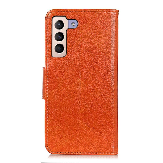 For Samsung Galaxy S23+ Nappa Texture Leather Phone Case(Orange)