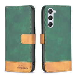 For Samsung Galaxy S23 5G BF11 Color Matching Skin Feel Leather Phone Case(Green)