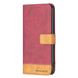 For Samsung Galaxy S23 5G BF11 Color Matching Skin Feel Leather Phone Case(Red)