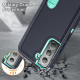 For Samsung Galaxy S23 5G 3 in 1 Rugged Holder Phone Case(Dark Blue+Light Blue)
