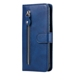 For Samsung Galaxy S23 5G Calf Texture Zipper Leather Phone Case(Blue)
