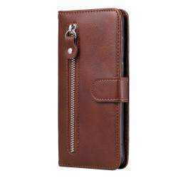 For Samsung Galaxy S23 5G Calf Texture Zipper Leather Phone Case(Brown)