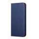 For Samsung Galaxy S23 5G Carbon Fiber Texture Magnetic Flip Leather Phone Case(Blue)