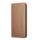 For Samsung Galaxy S23 5G Carbon Fiber Texture Magnetic Flip Leather Phone Case(Brown)