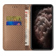For Samsung Galaxy S23 5G Carbon Fiber Texture Magnetic Flip Leather Phone Case(Brown)