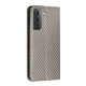 For Samsung Galaxy S23 5G Carbon Fiber Texture Magnetic Flip Leather Phone Case(Grey)