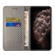 For Samsung Galaxy S23 5G Carbon Fiber Texture Magnetic Flip Leather Phone Case(Grey)