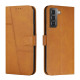 For Samsung Galaxy S23+ 5G Stitching Calf Texture Buckle Leather Phone Case(Yellow)